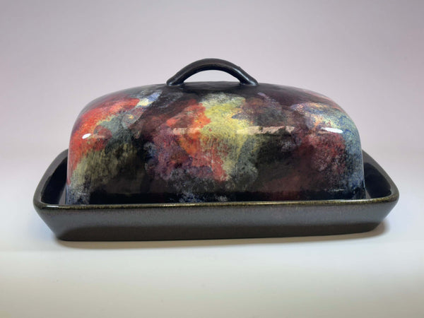 abstract stoneware butter dish