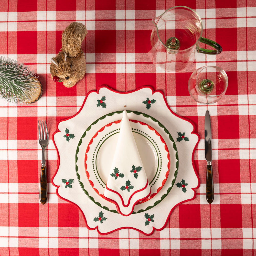 Red and white gingham tablecloth