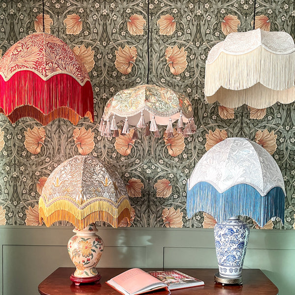 William Morris Strawberry Thief Fringed Lampshade
