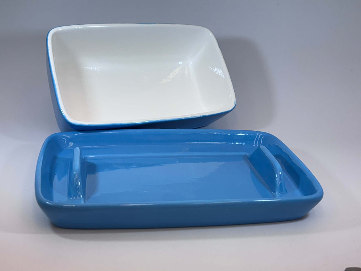 Stoneware Blue Butter Dish