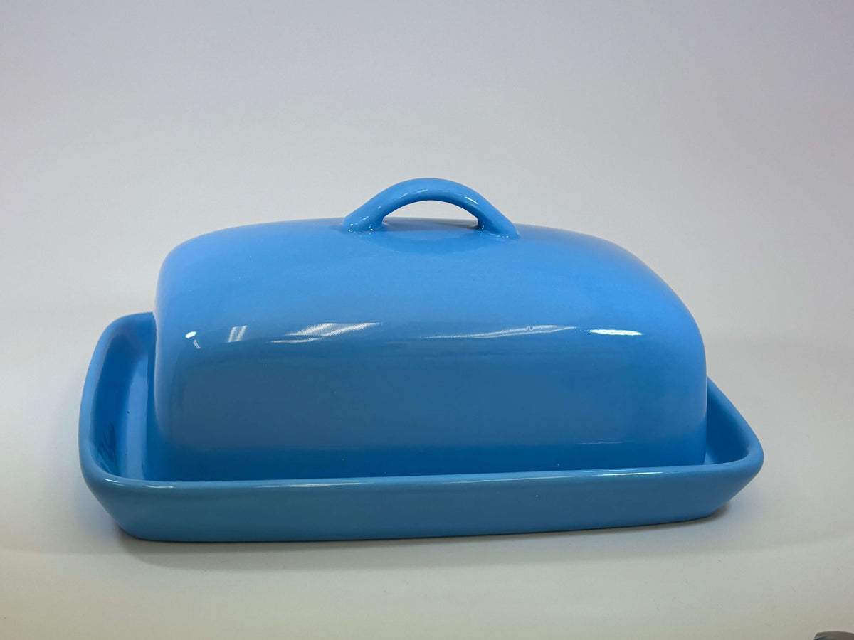 Stoneware Blue Butter Dish
