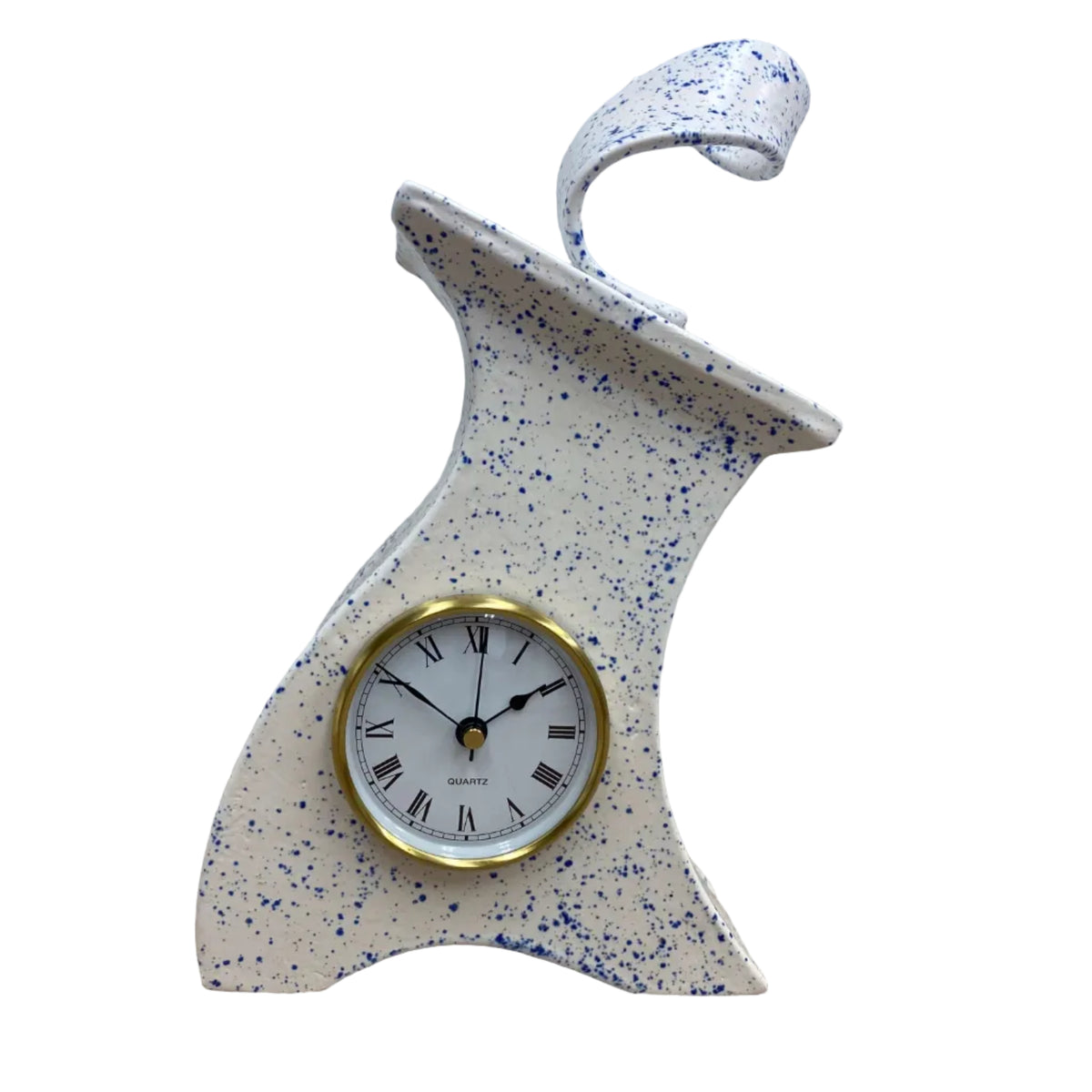 Ceramic Mantel Clock - Light Blue Speckled