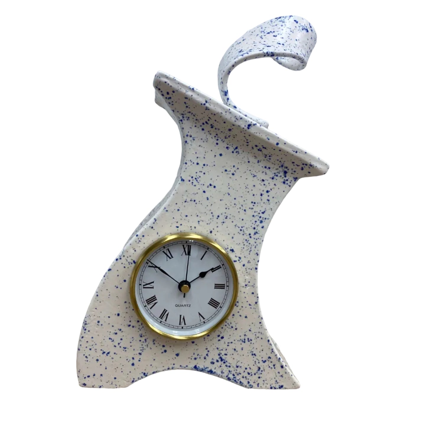 Ceramic Mantel Clock - Light Blue Speckled