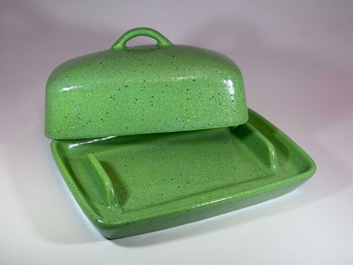 Butter Dish Lime Green Glaze