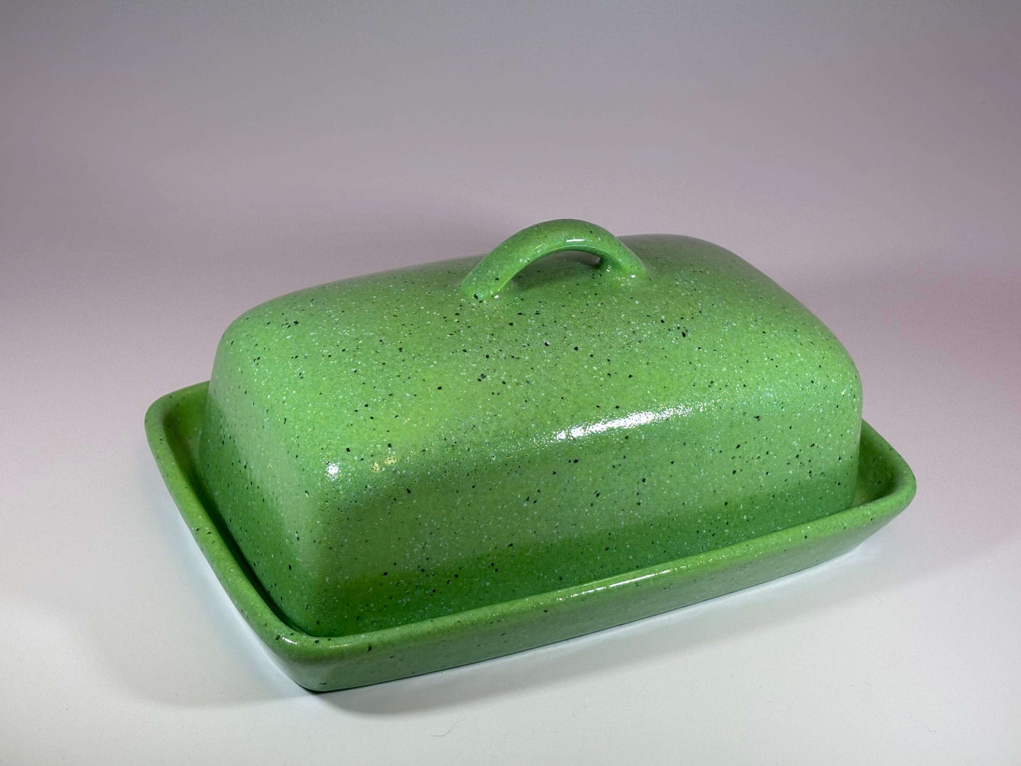 Butter Dish Lime Green Glaze