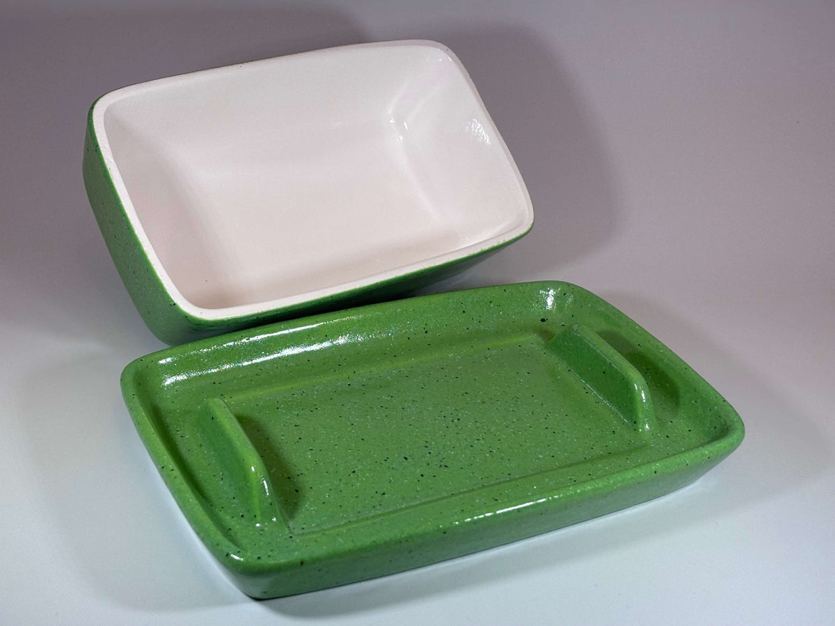 Butter Dish Lime Green Glaze