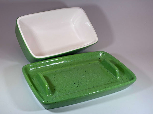 Butter Dish Lime Green Glaze