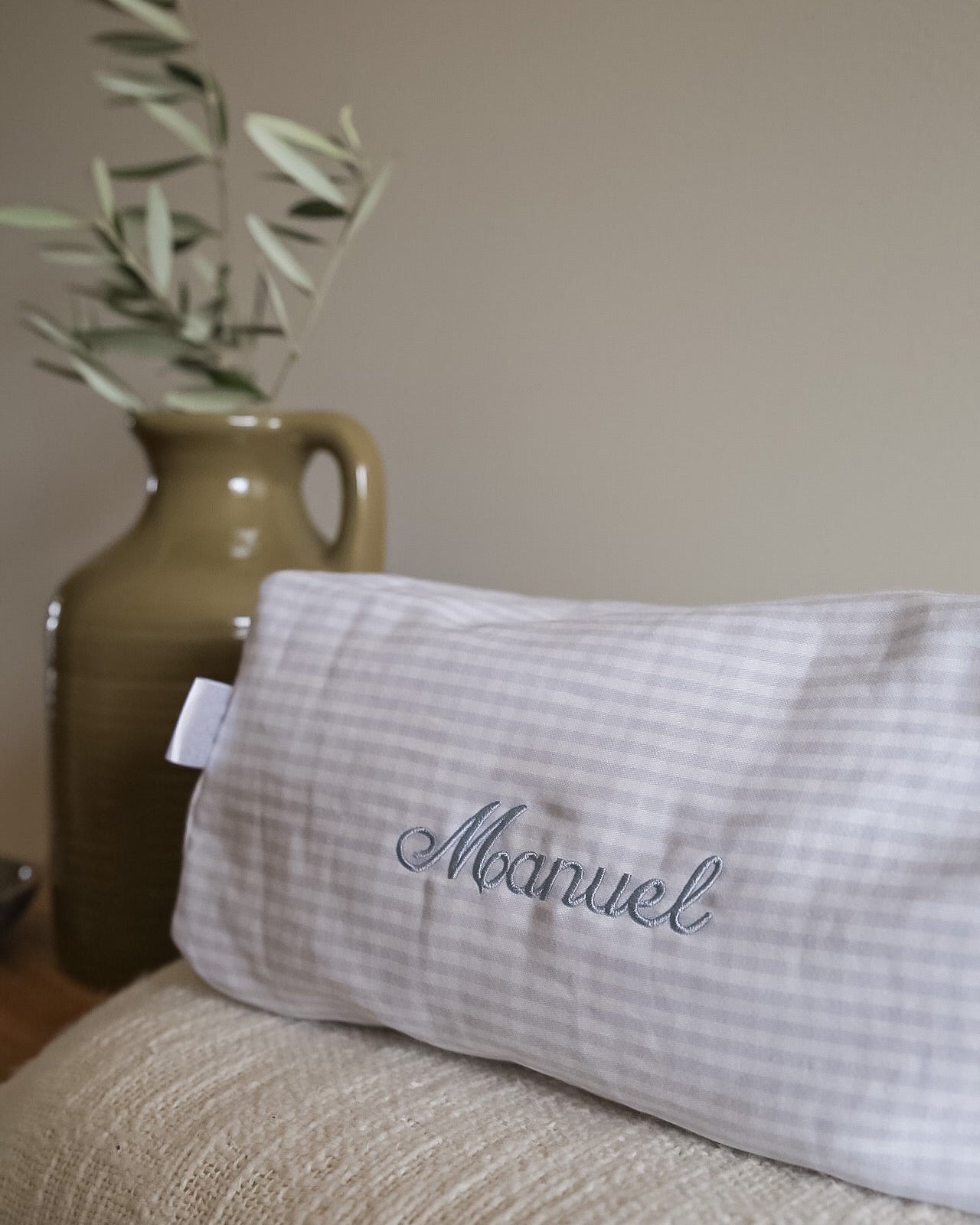 Blue Gingham Cotton Toiletry Bag