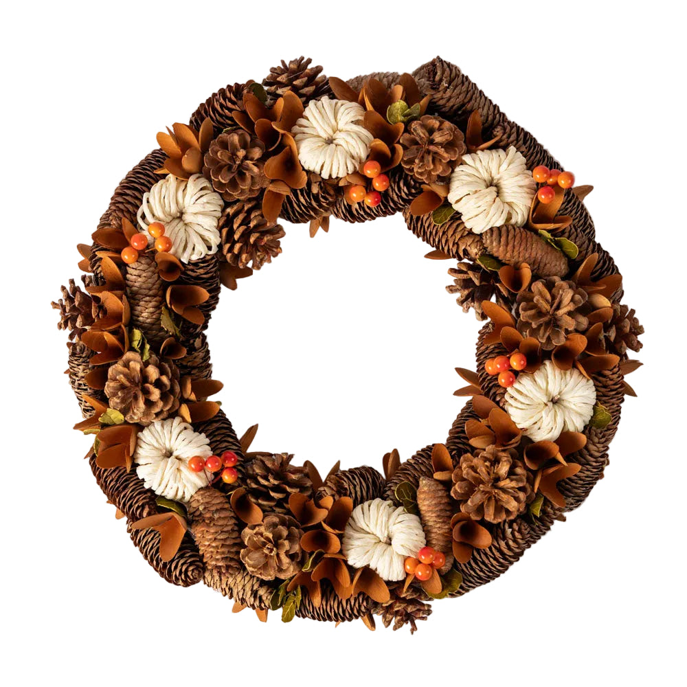 Pinecone berry pumpkin wreath