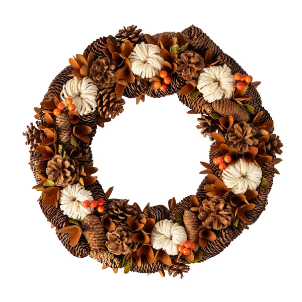 Pinecone berry pumpkin wreath
