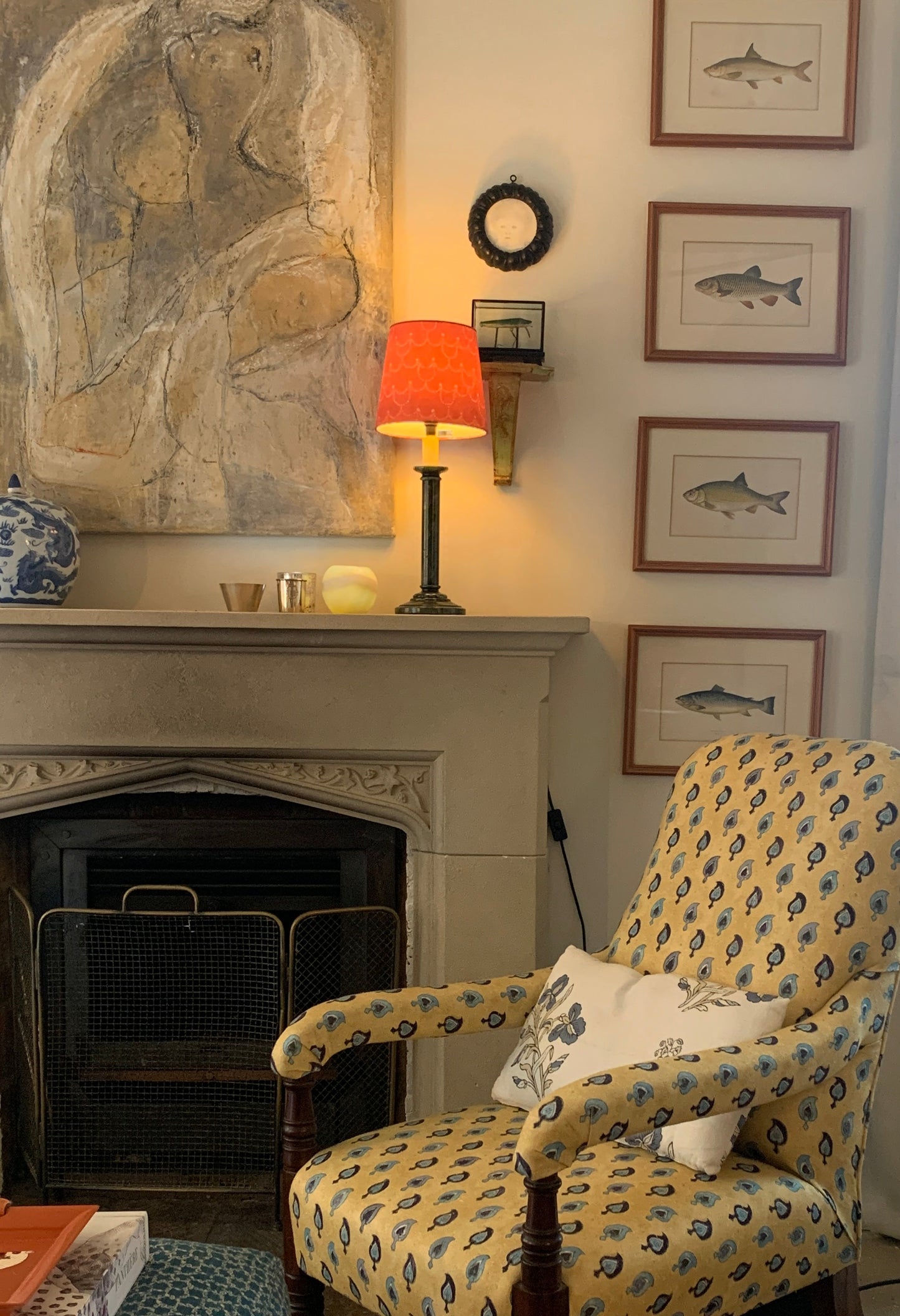 RUBY – Antique Statement Open Arm Armchair in Robert Kime fabric