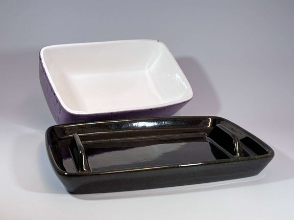 Butter Dish with Purple Speckle Glaze