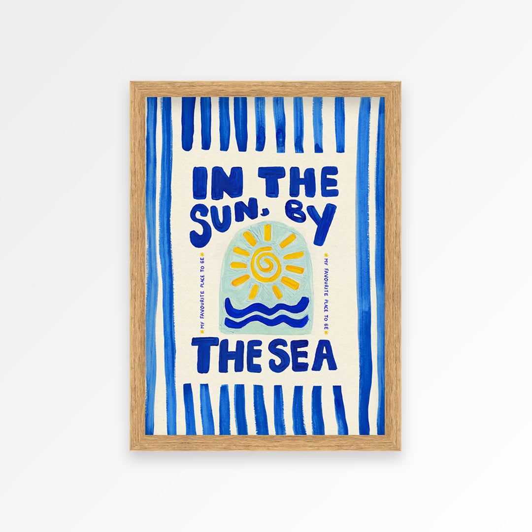 In The Sun By The Sea Stripes Hand Painted Print