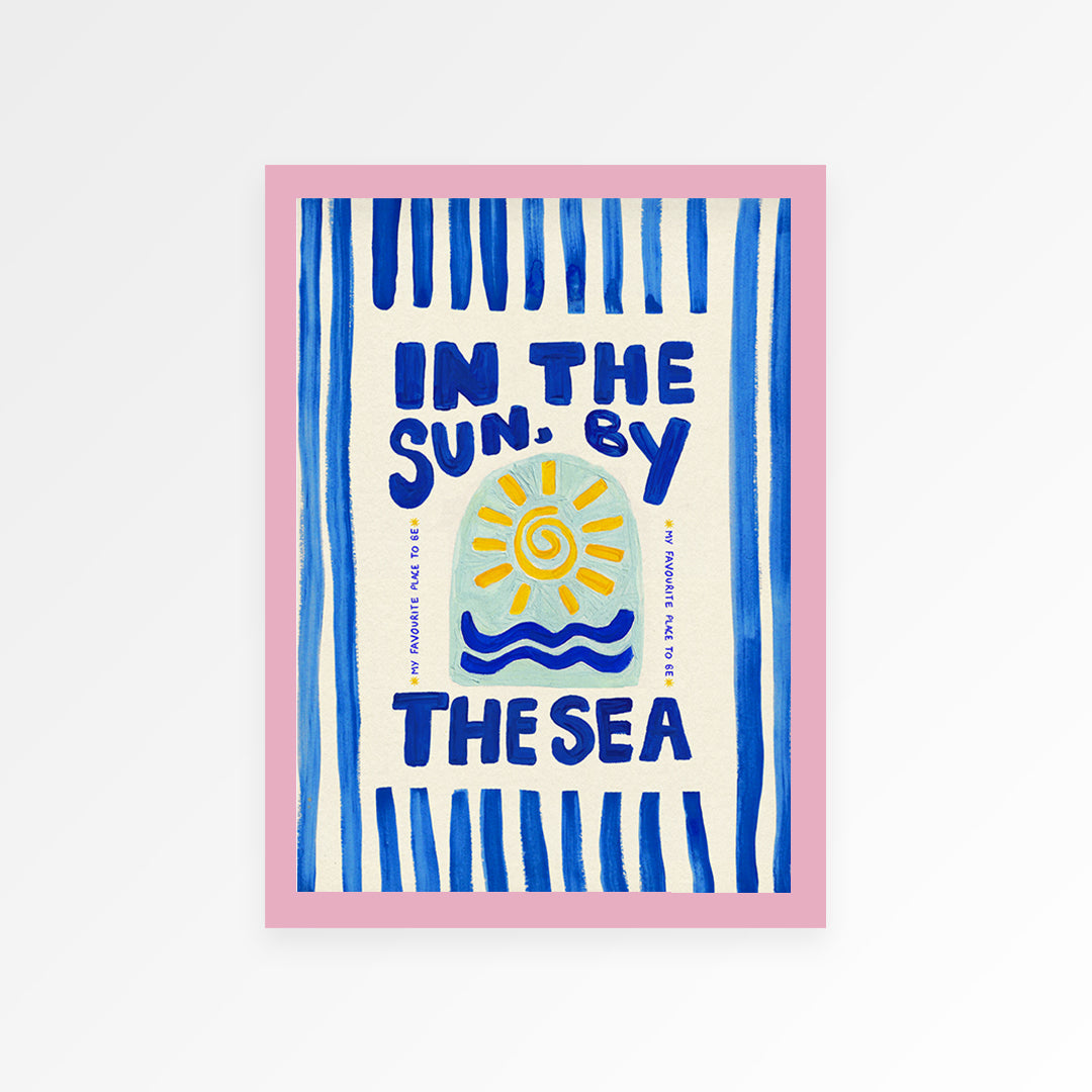 In The Sun By The Sea Stripes Hand Painted Print