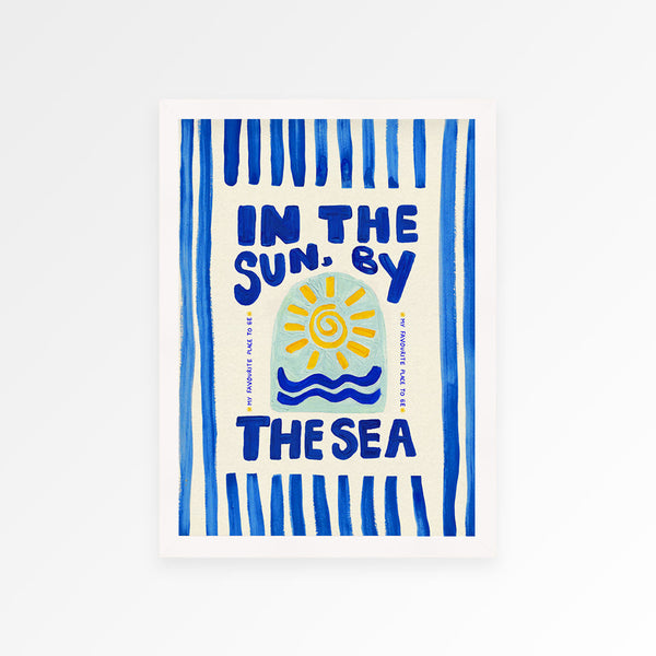 In The Sun By The Sea Stripes Hand Painted Print