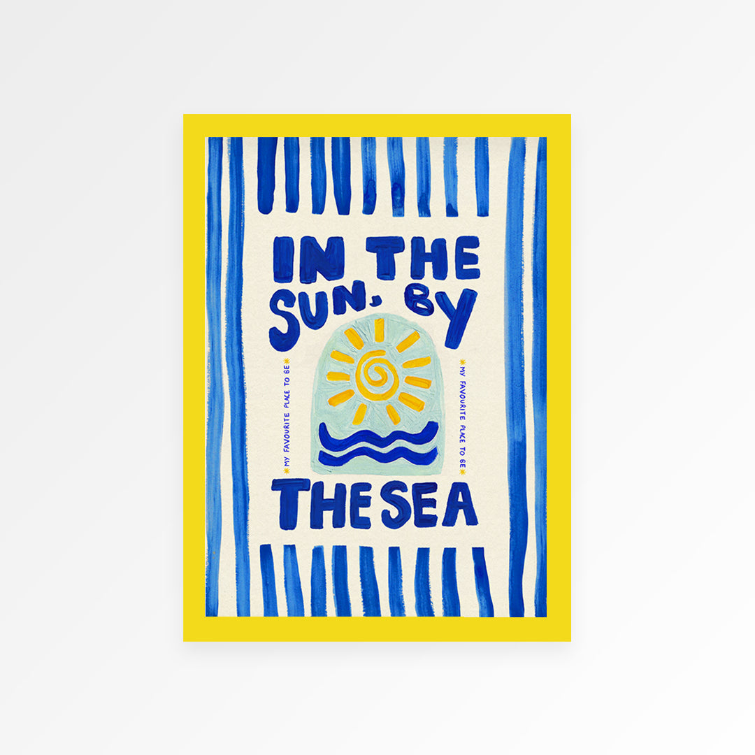 In The Sun By The Sea Stripes Hand Painted Print