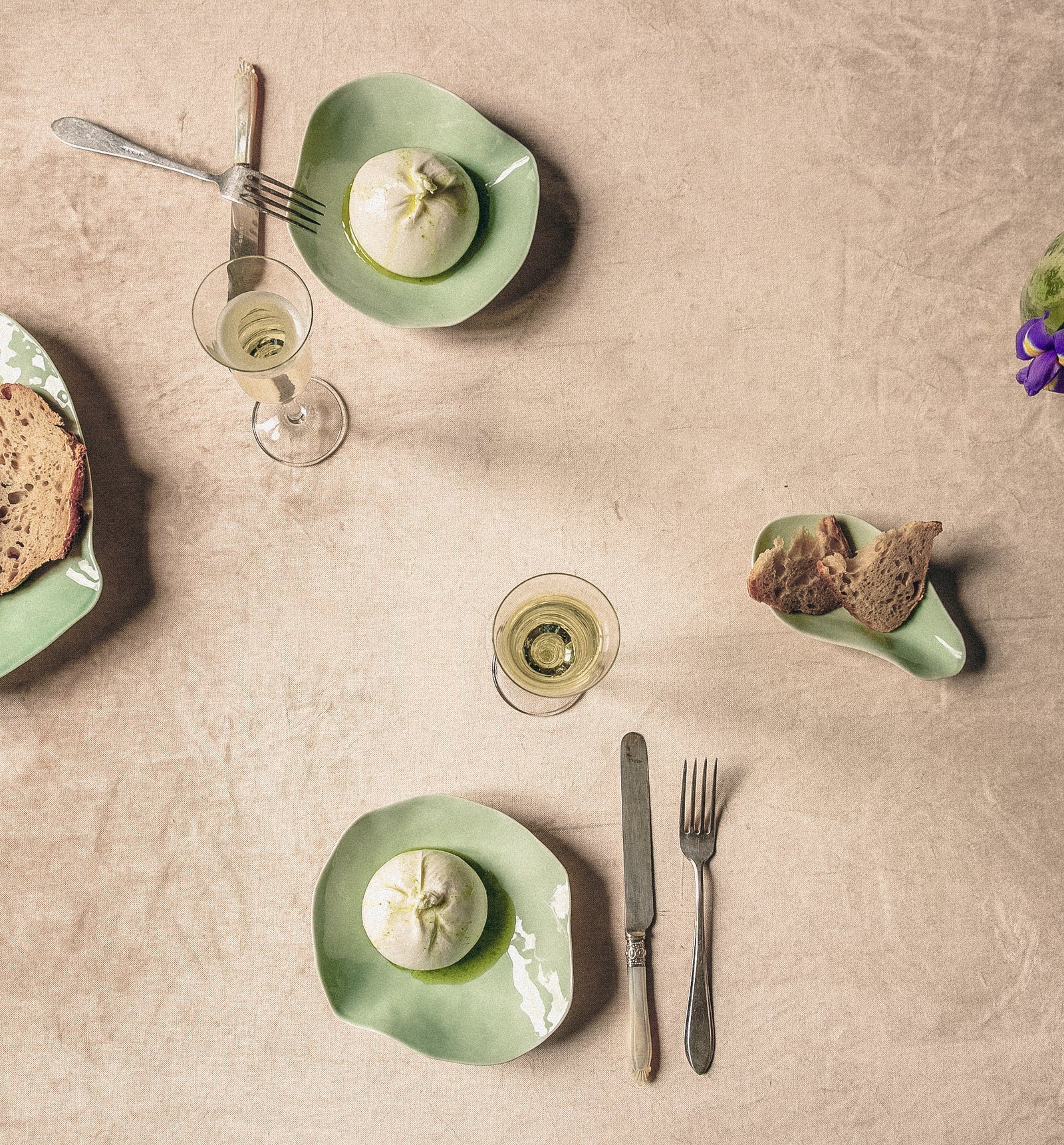 Handmade Limoges porcelain green plate
