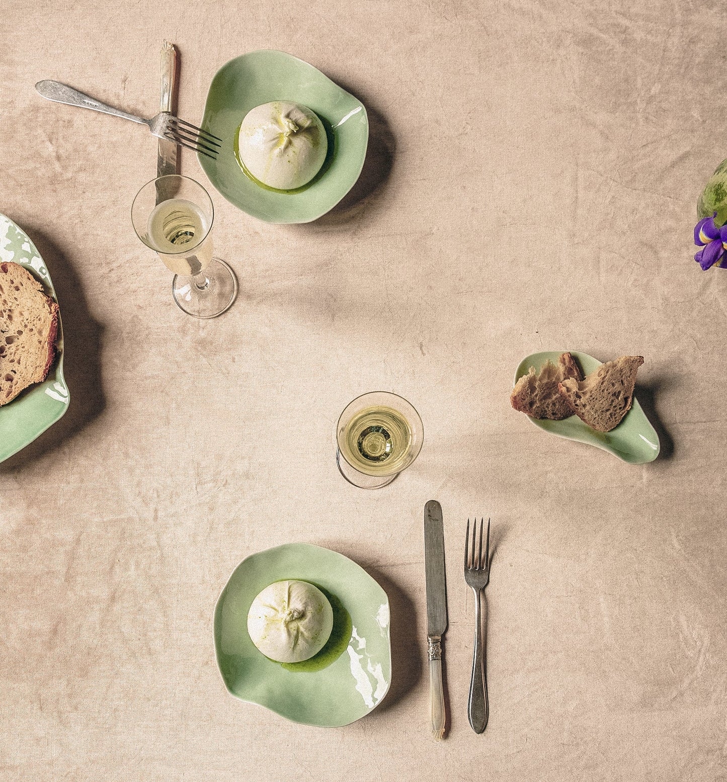 Handmade Limoges porcelain green plate
