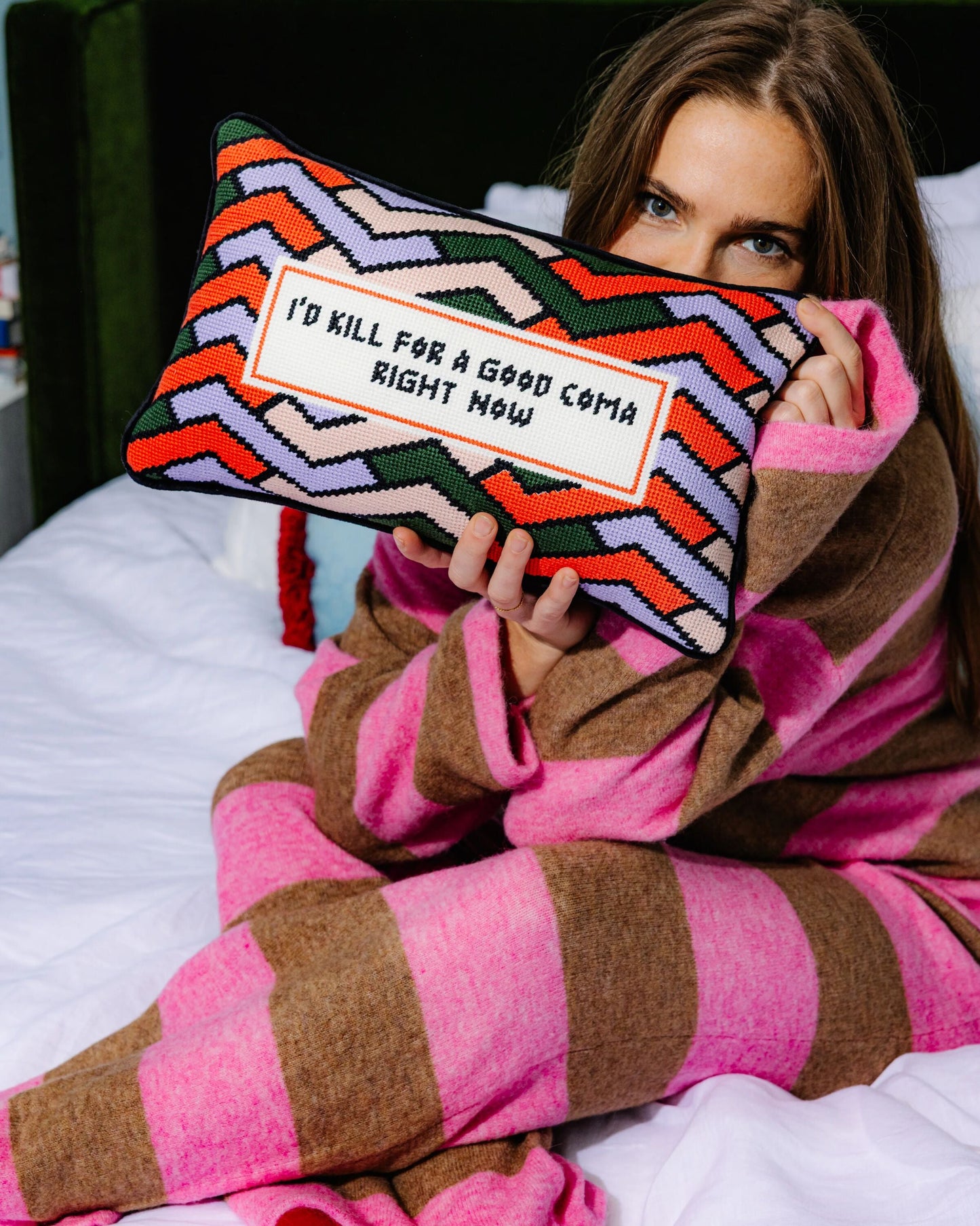 Good Coma Needlepoint Pillow - Furbish Studio
