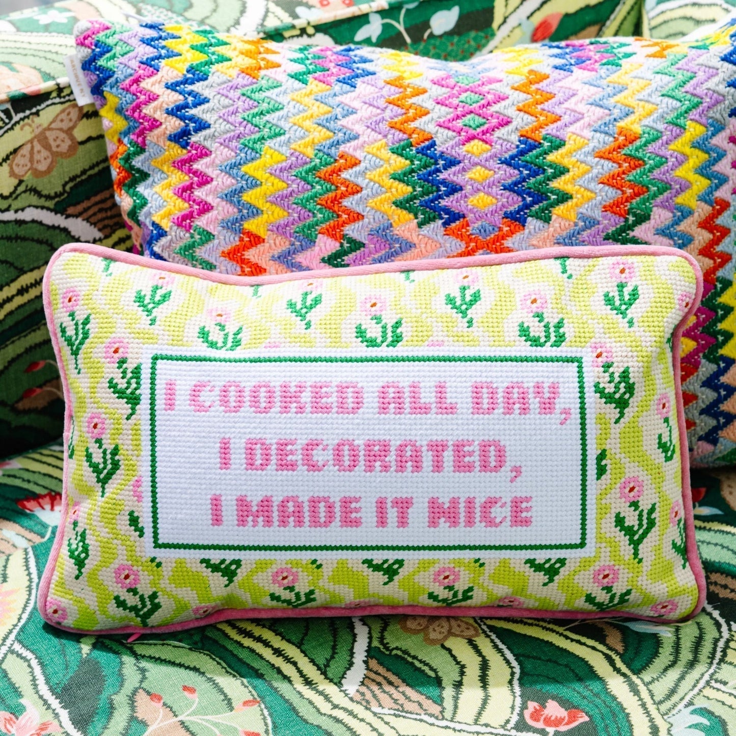 Made it Nice Needlepoint Pillow - Furbish Studio