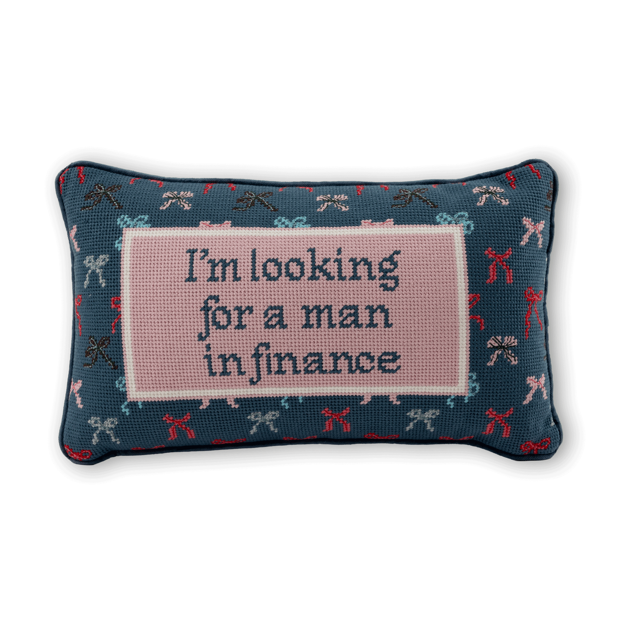 Man In Finance Needlepoint Pillow - Furbish Studio