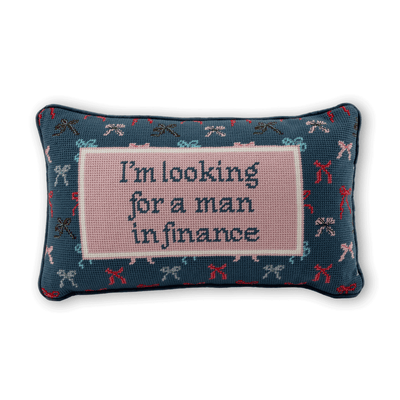 Man In Finance Needlepoint Pillow - Furbish Studio