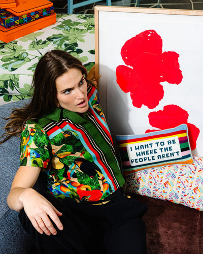 Where the People Aren't Needlepoint Pillow - Furbish Studio