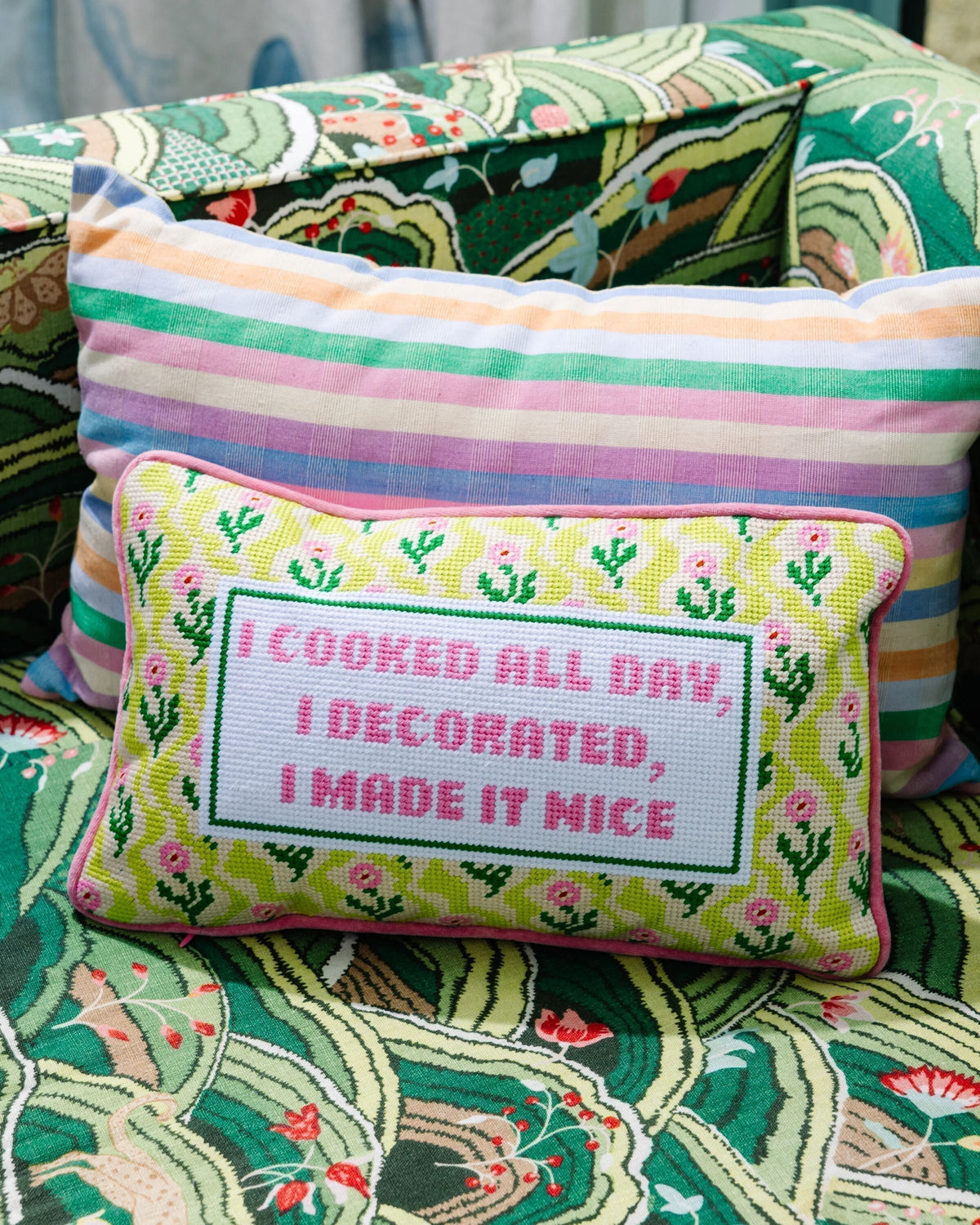 Made it Nice Needlepoint Pillow - Furbish Studio