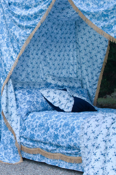 Frill-Edge Pillowcase Made With Liberty Fabrics & Bridgerton Regency Trail China Blue