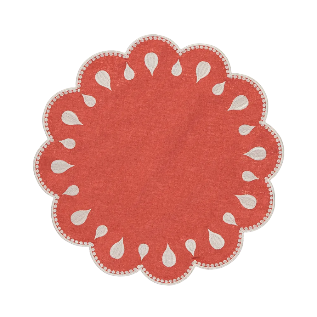 Individual Gotas, Terracota com Branco