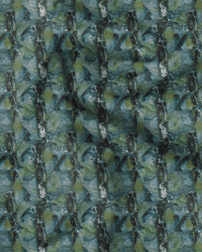 Irida Green designer linen fabric abstract ink pattern