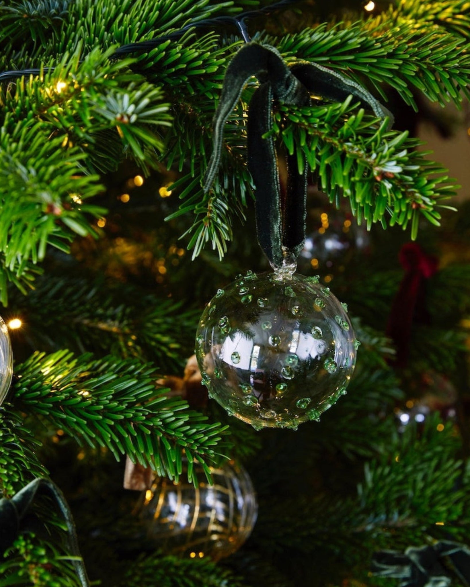Pom Glass Bauble - Green