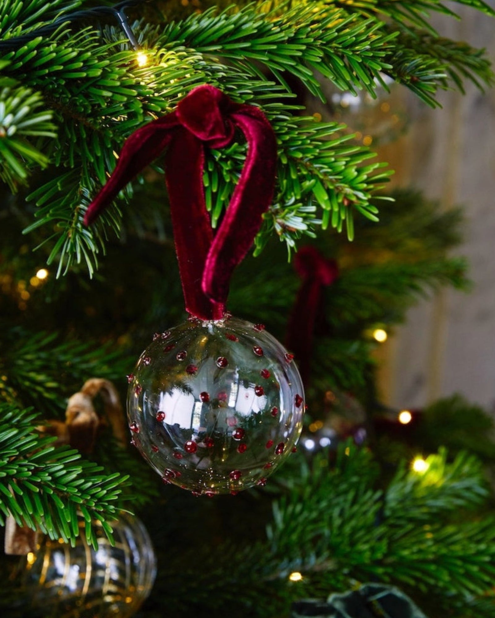 Pom Glass Bauble - Red