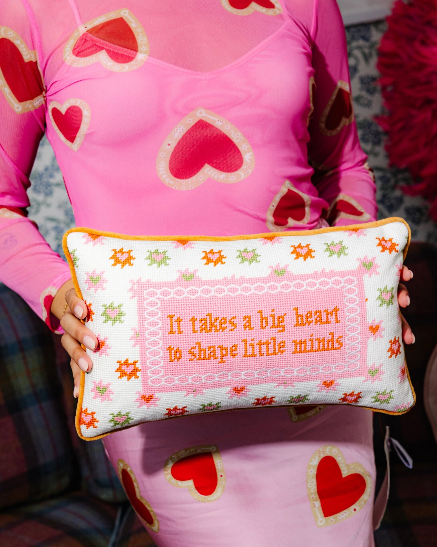Big Heart Needlepoint Pillow - Furbish Studio