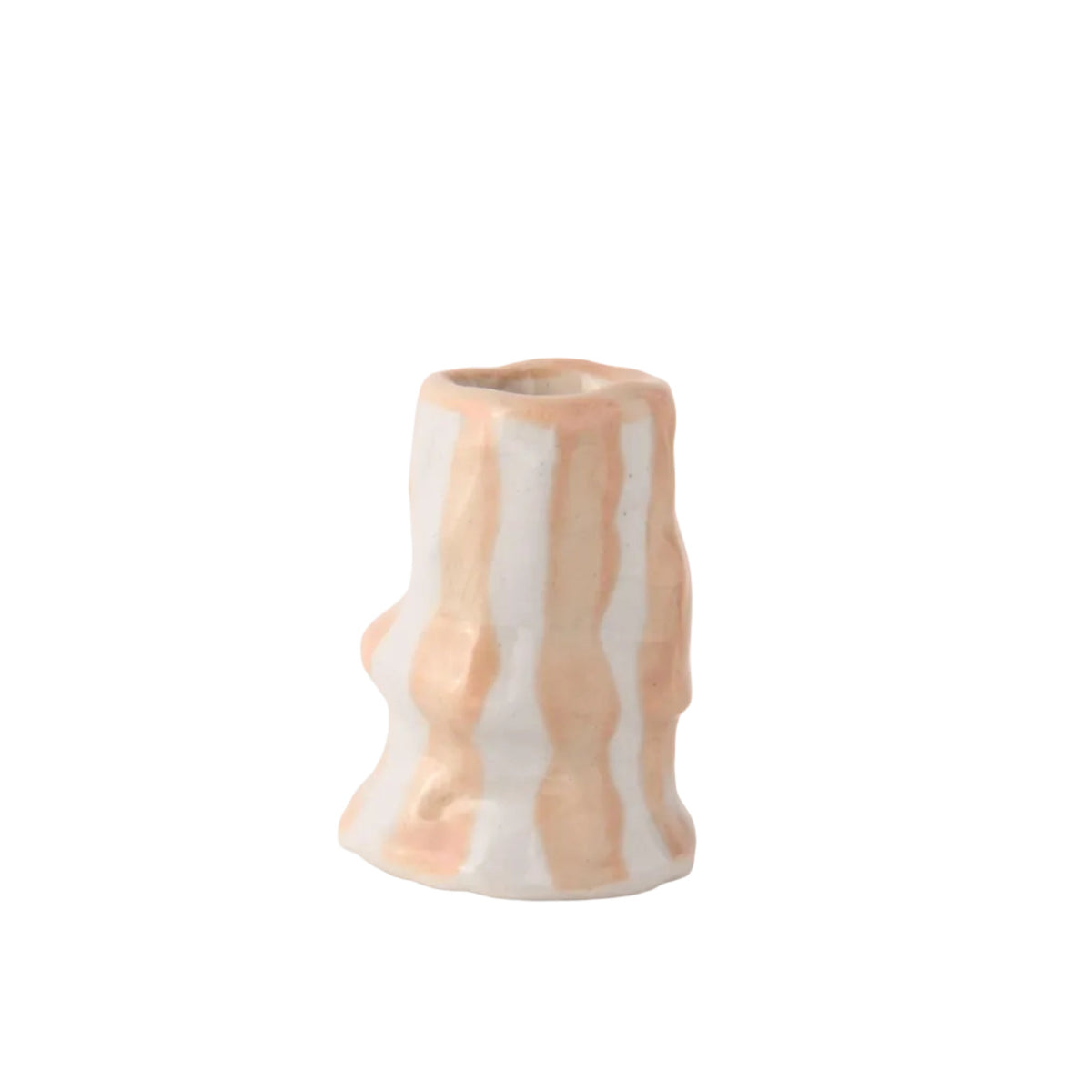 Ivory Beige Candy Stripe Candle Holder