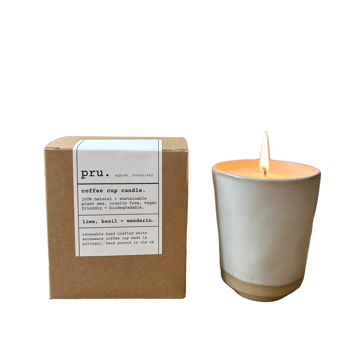 Ivory Coffee Cup Candle - Lime, Basil + Mandarin