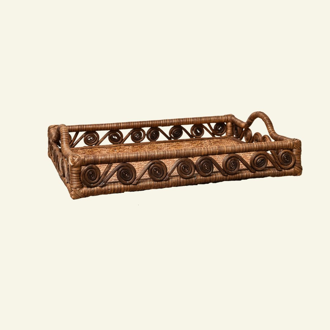 Ivy Rattan Tray, Teak