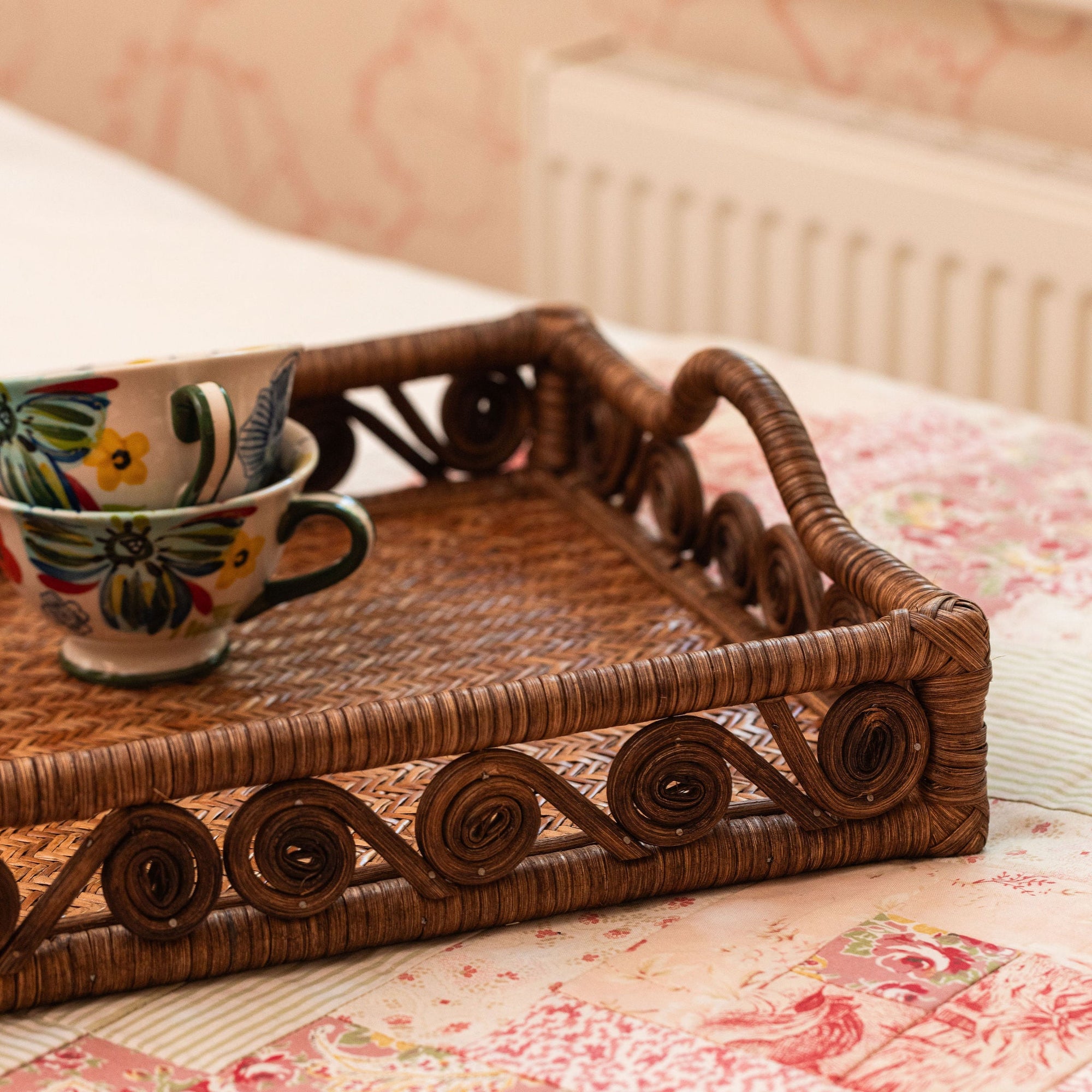 Ivy Rattan Tray, Teak