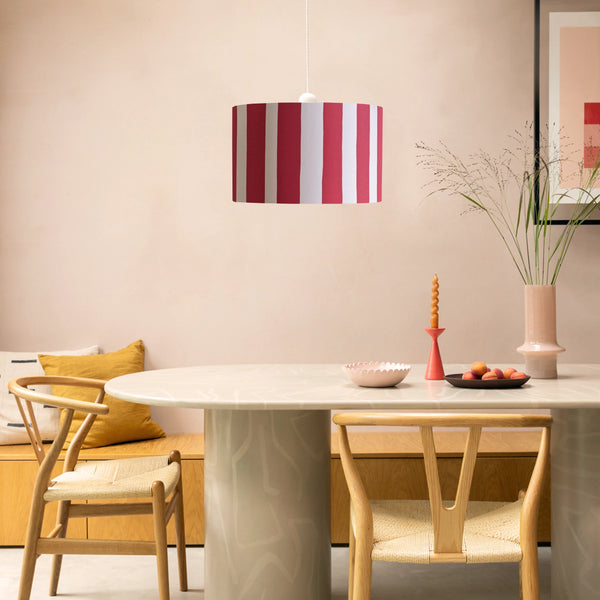 Jam red & white stripe printed shade