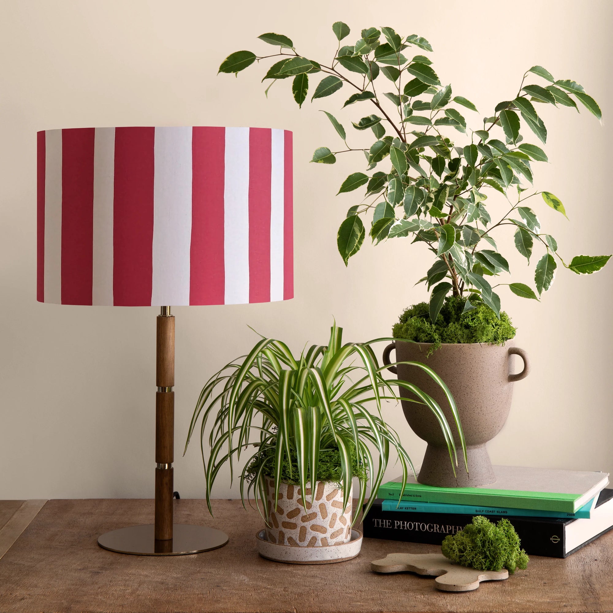 Jam Red & White Stripe Printed Shade