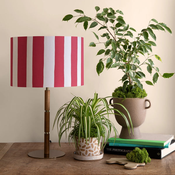 Jam red & white stripe printed shade