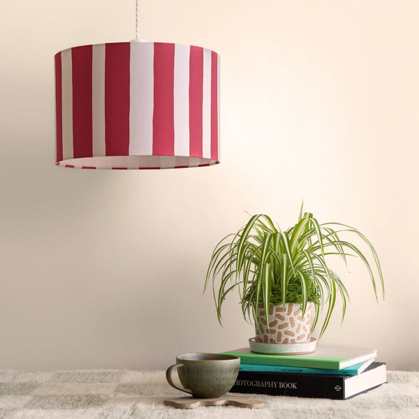 Jam red & white stripe printed shade