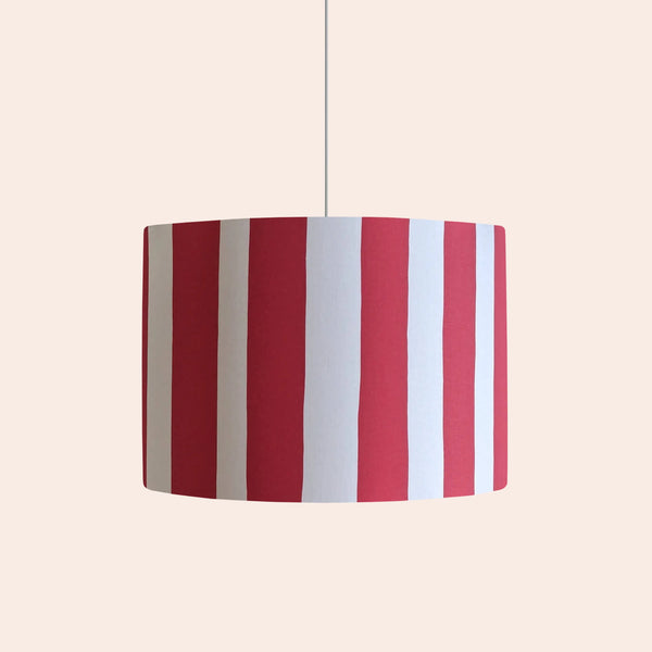 Jam red & white stripe printed shade