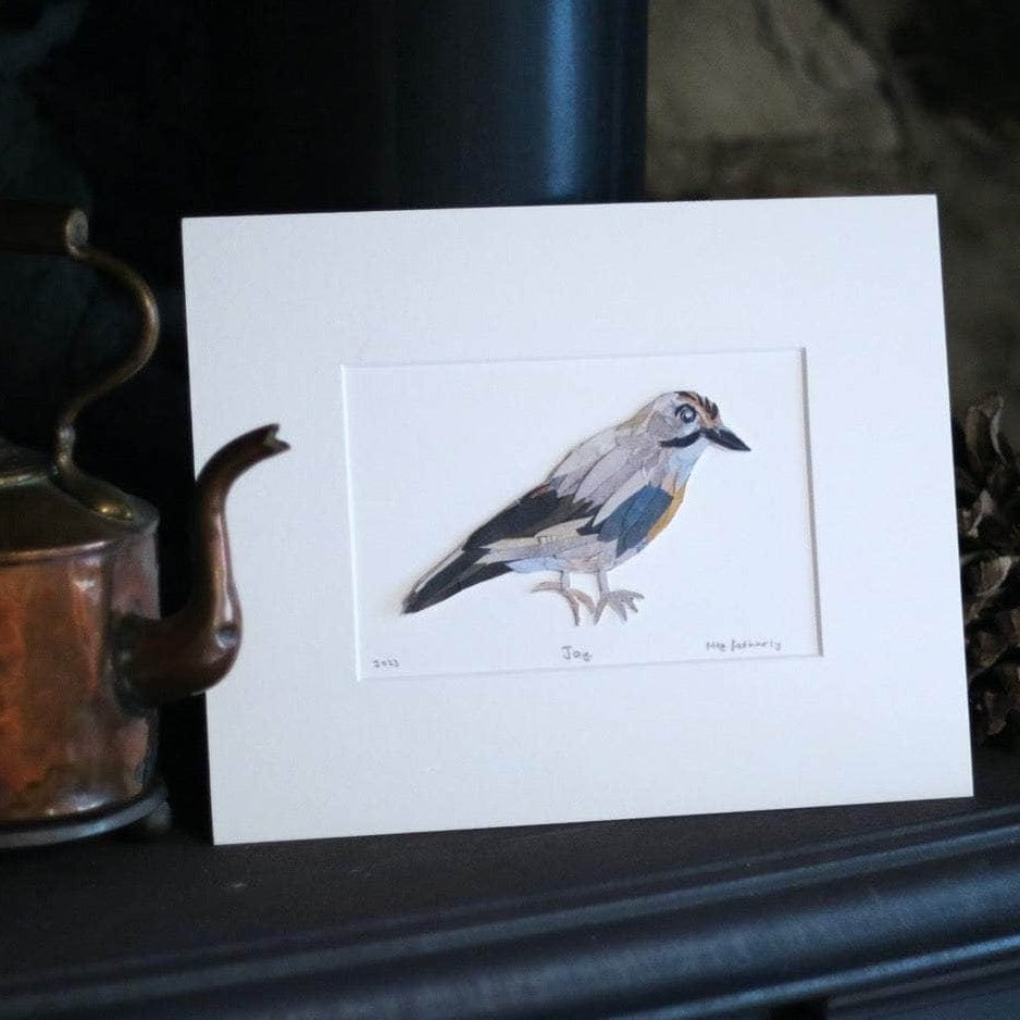 Original Blue Jay Bird Collage Art Piece