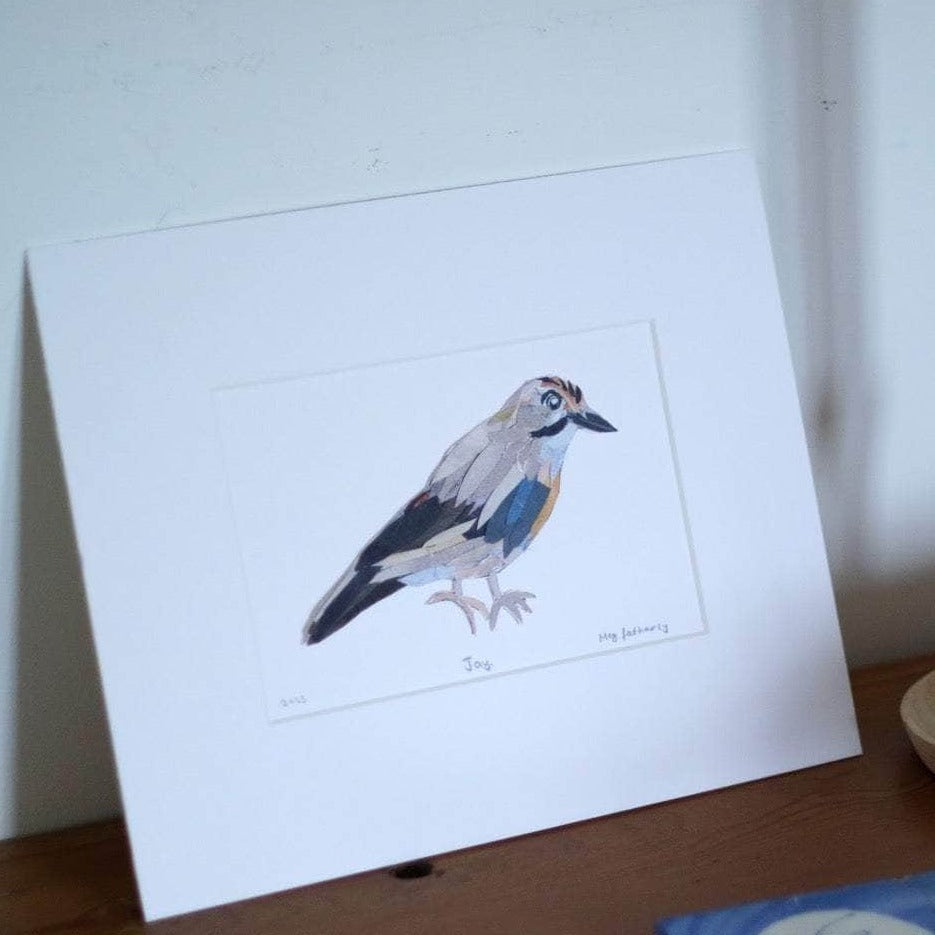 Original Blue Jay Bird Collage Art Piece