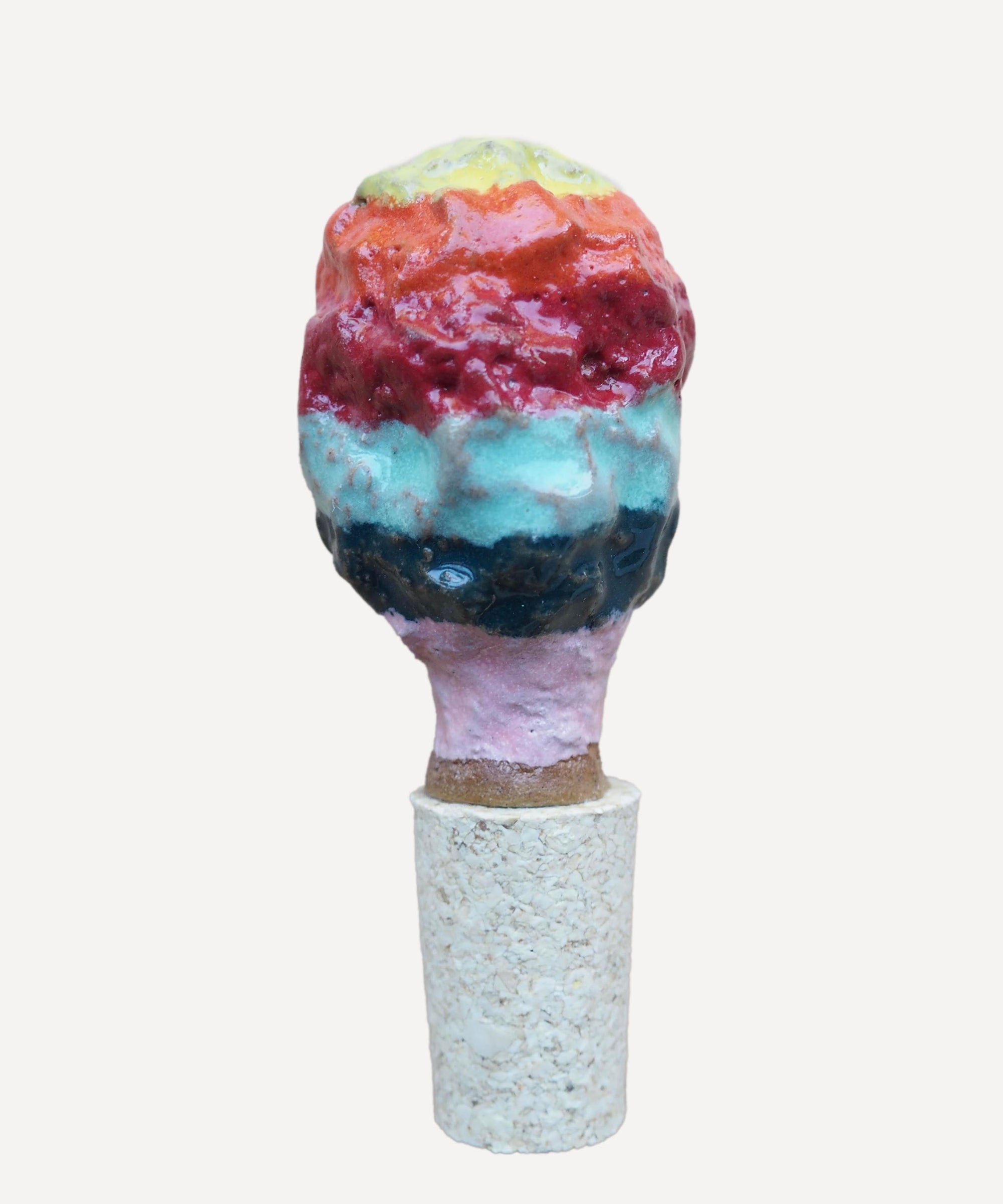 Handmade Textural Ceramic and Cork Bottle Stopper