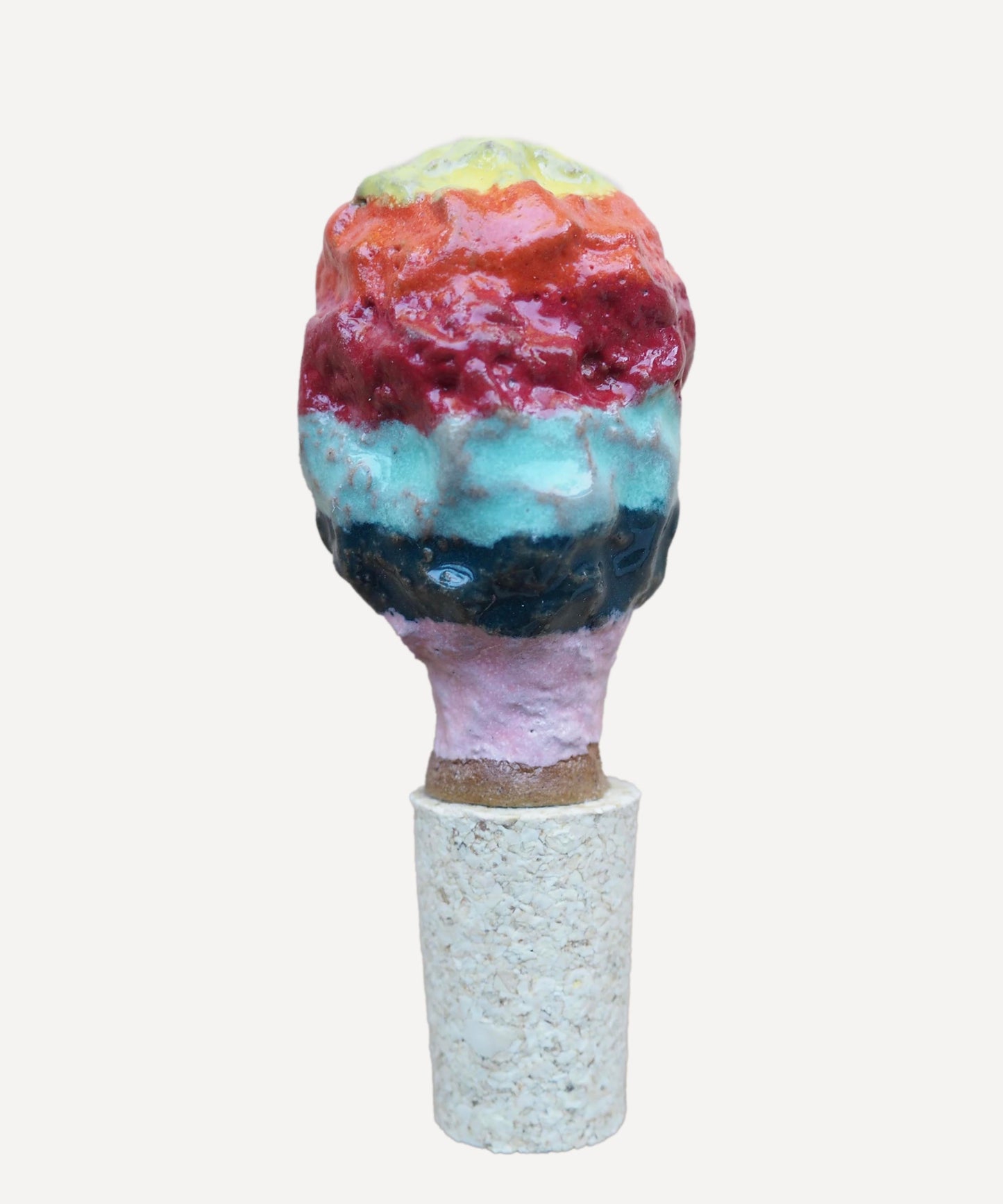 Handmade Textural Ceramic and Cork Bottle Stopper