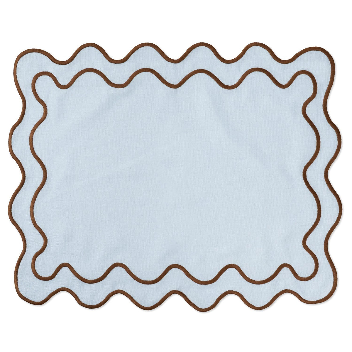Placemats Wavy Blue/brown Linen-blend - Set of 2