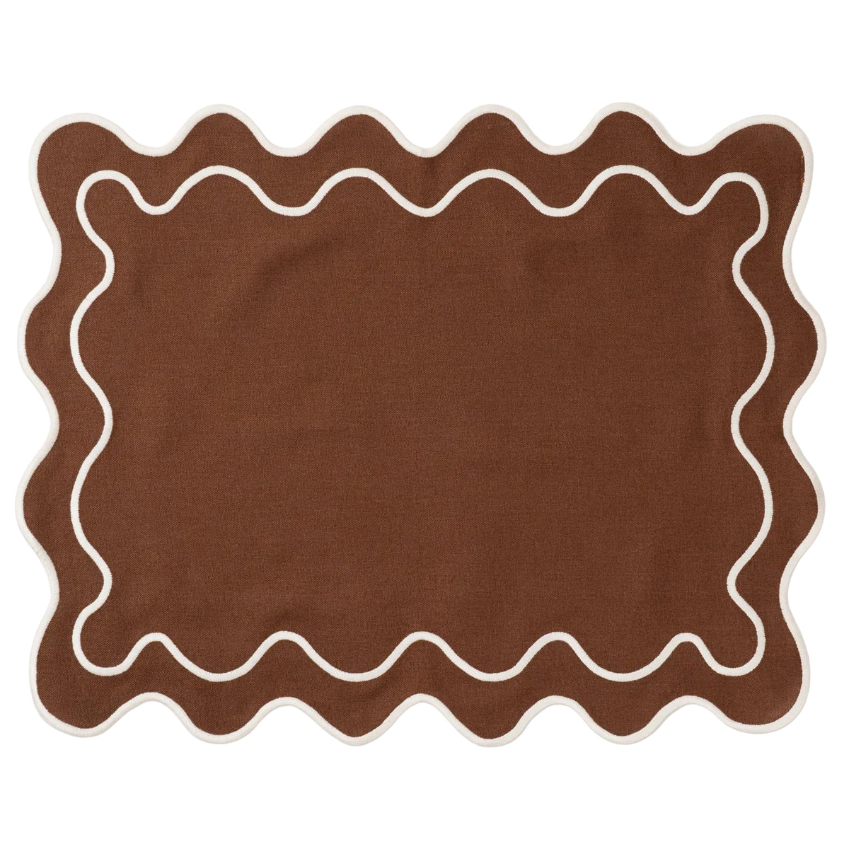 Placemats Wavy Brown/white Linen-blend - Set of 2