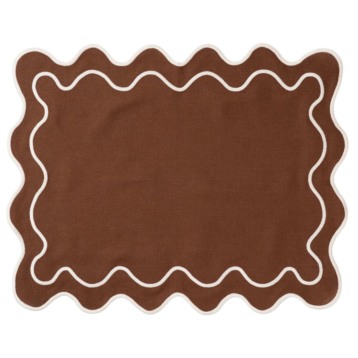 Placemats Wavy Brown/white Linen-blend - Set of 2